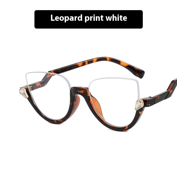 Women's Half Frame Diamond Retro Optical Glasses