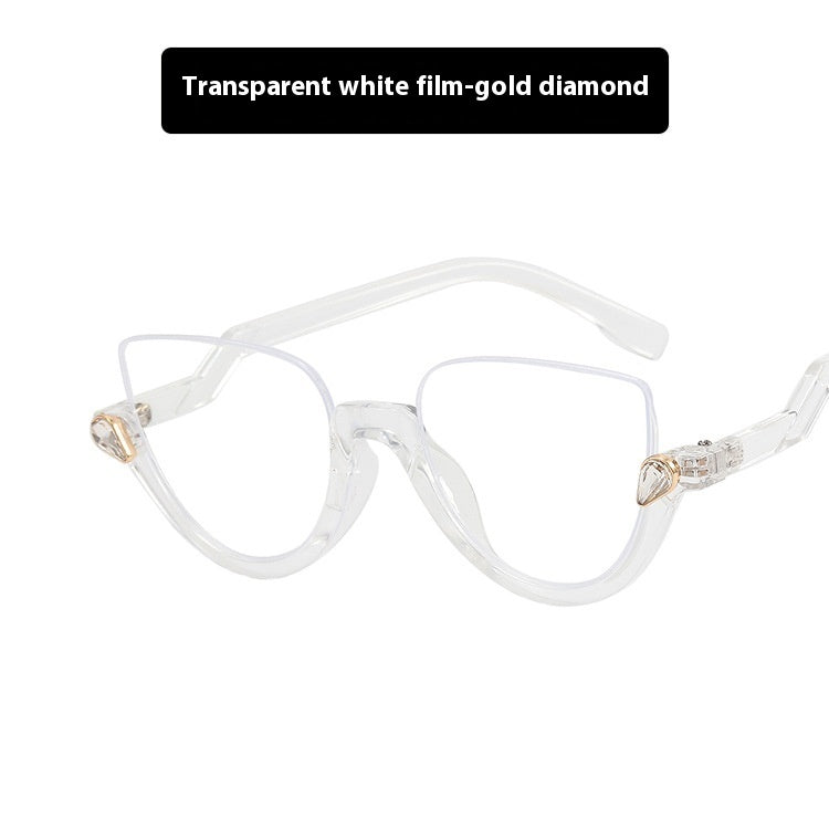 Women's Half Frame Diamond Retro Optical Glasses