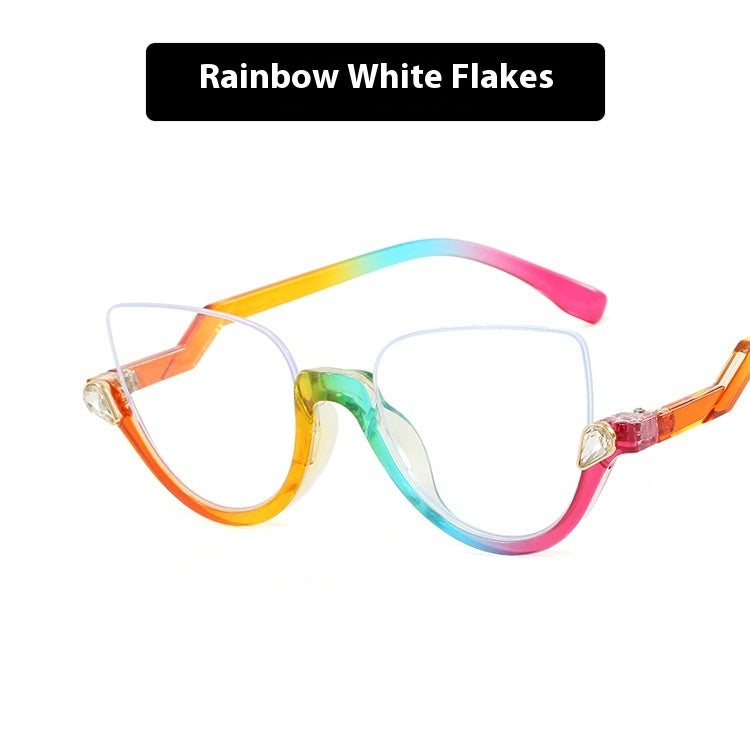 Women's Half Frame Diamond Retro Optical Glasses