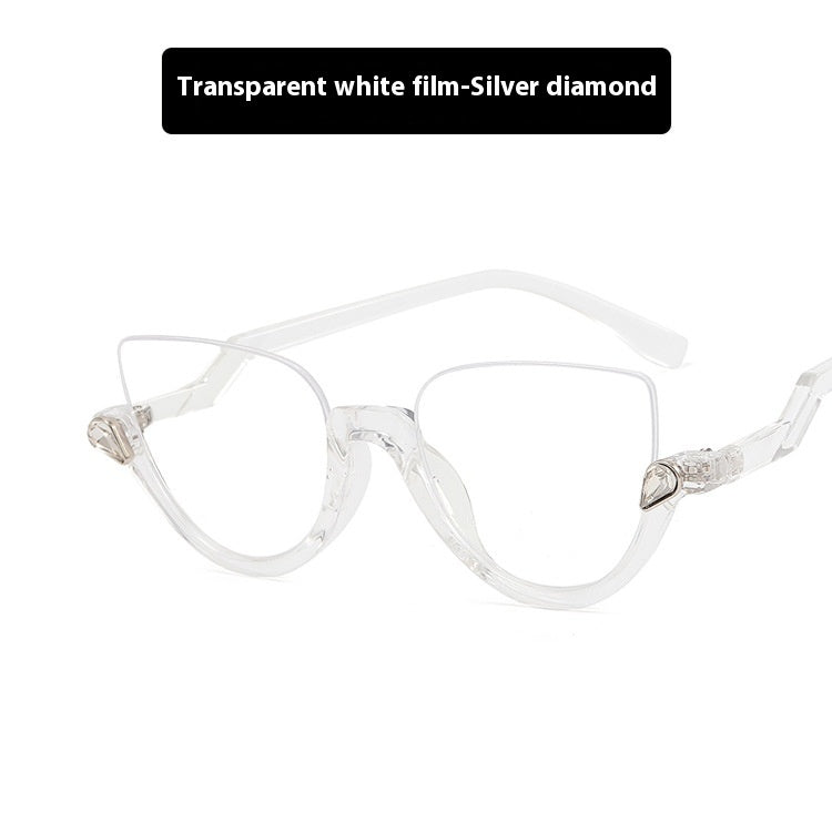Women's Half Frame Diamond Retro Optical Glasses