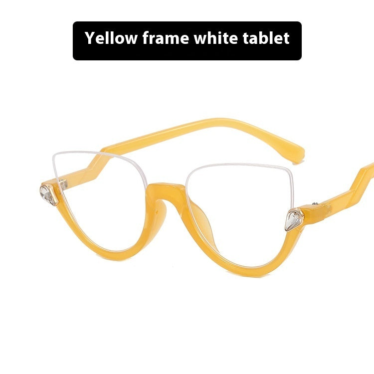 Women's Half Frame Diamond Retro Optical Glasses