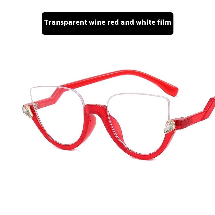 Women's Half Frame Diamond Retro Optical Glasses