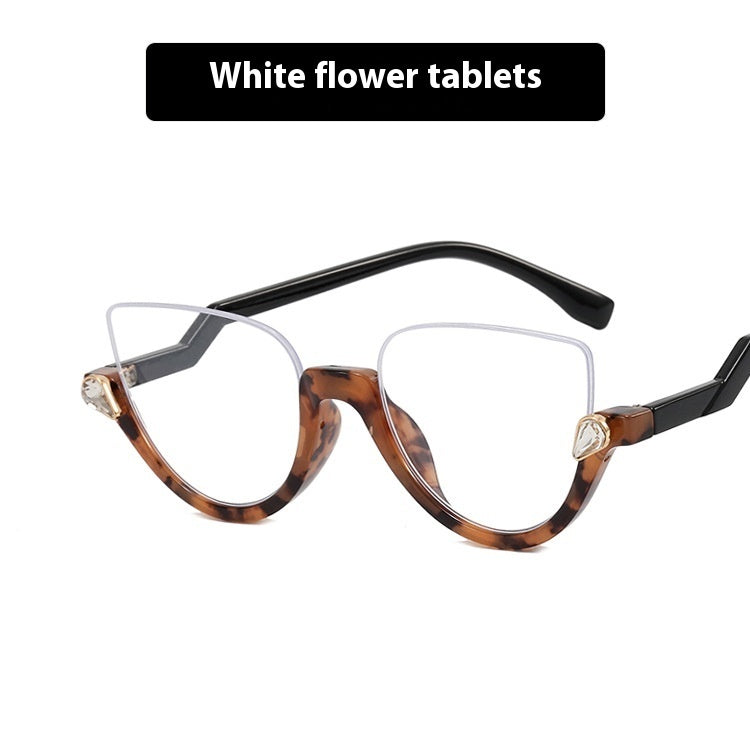 Women's Half Frame Diamond Retro Optical Glasses