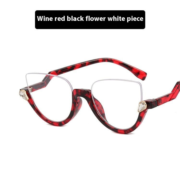 Women's Half Frame Diamond Retro Optical Glasses